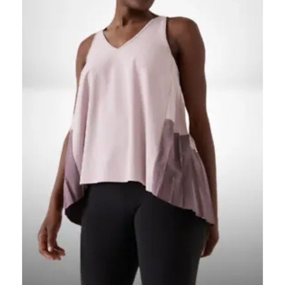 Athleta Swing Forward Pleated Tank in Smoked Mauve Pink Purple Women's Size XS